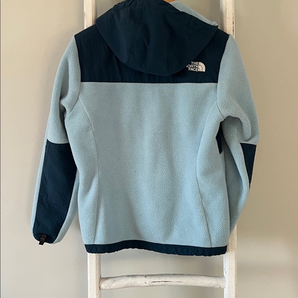The North Face vintage Dinali bay Blue Hooded Fleece Jacket size small - Picture 7 of 8